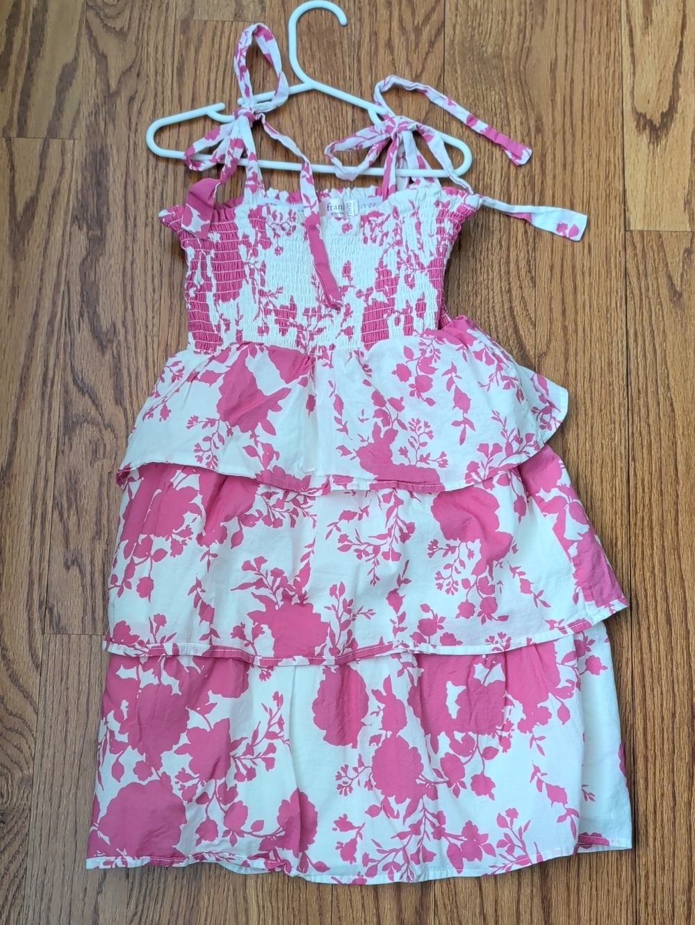 Francesca's Collections White and Pink Floral Tiered Sundress